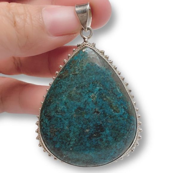 Large Chrysocolla Natural Gemstone handmade Teardrop or PearShape Pendant